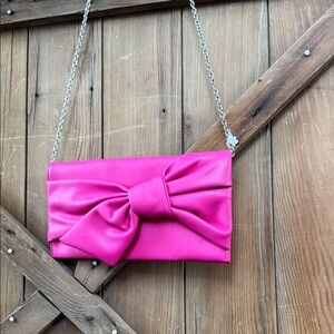 INC International Concepts Fuchsia Bow Crossbody with Chain